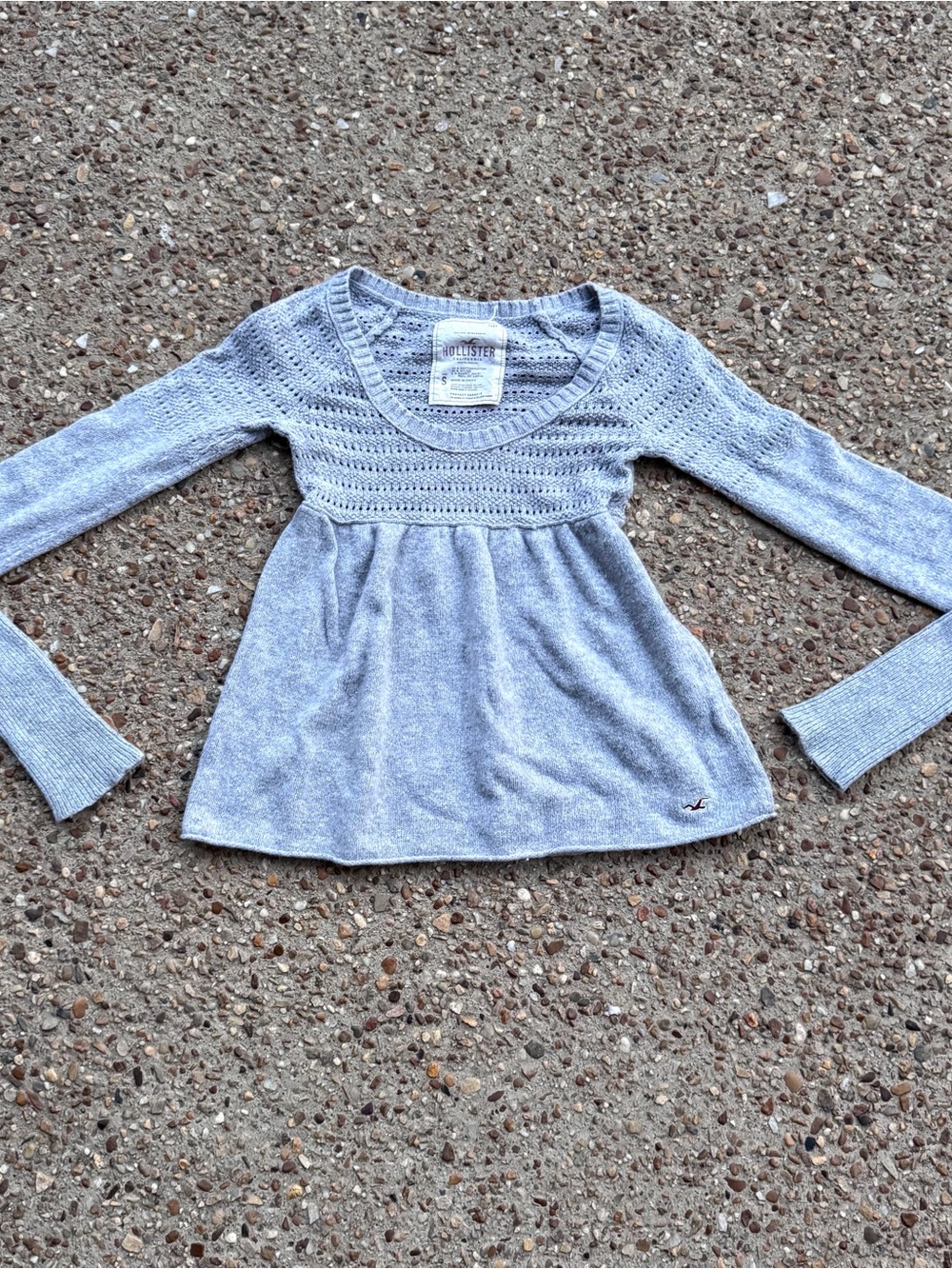 Hollister Y2K VTG Babydoll Knit Rabbit Hair Sweater Size S